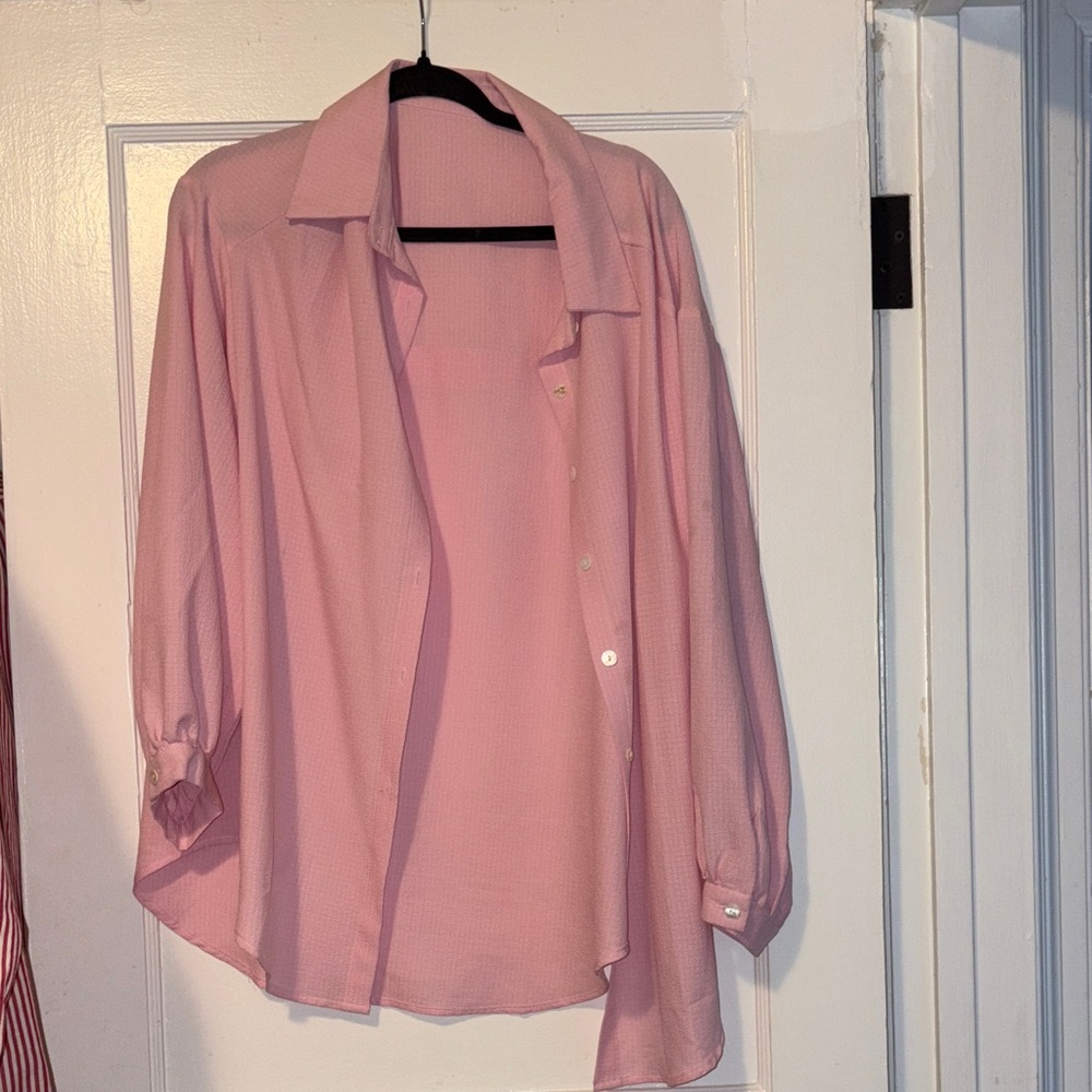 SHEIN Pink Button Down Shirt